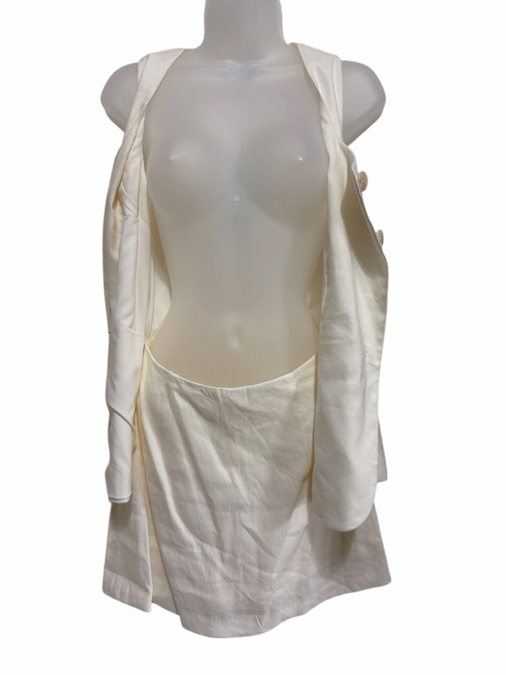 NWT Antonio Melani Rhea Ivory Linen Top Mini Skirt Set Size 2 Attached Faux 2pc - Picture 7 of 9